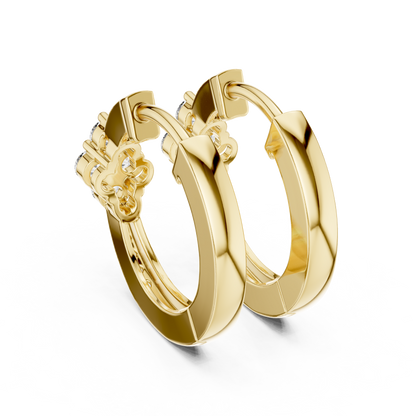 Lab Grown Diamond Clover Cluster Huggie Hoop Earrings in Rose Gold
