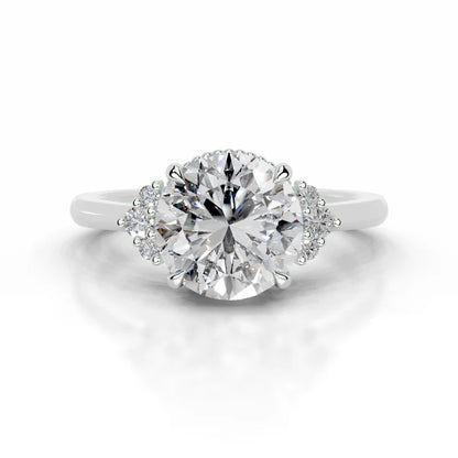 Round Cut Moissanite Silver Engagement Ring