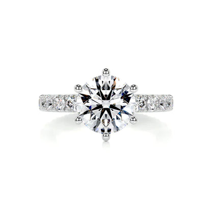 Round Cut Moissanite Full Eternity Silver Set Engagement Ring