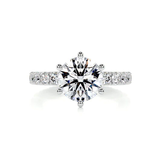 1.55 Ct Round Cut Moissanite Full Eternity Silver Set Engagement Ring