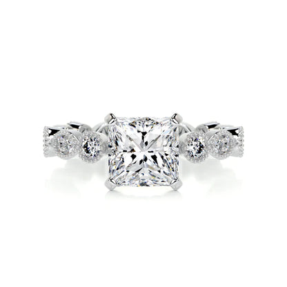 Princess Cut Moissanite Silver Engagement Ring