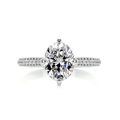 Oval Cut Moissanite Silver Pave Set Engagement Ring