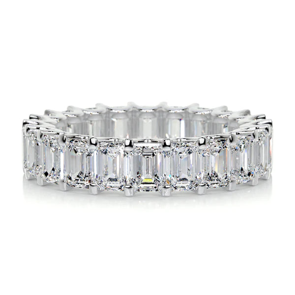 5.0 CTW Emerald Cut Moissanite Silver Full Eternity Set Wedding Band