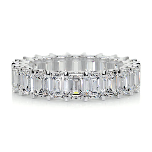 5.0 CTW Emerald Cut Moissanite Silver Full Eternity Set Wedding Band