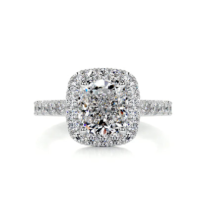 Cushion Cut Moissanite Silver Half Eternity Set Engagement Ring