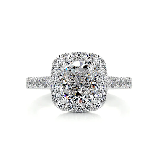 Cushion Cut Moissanite Silver Half Eternity Set Engagement Ring