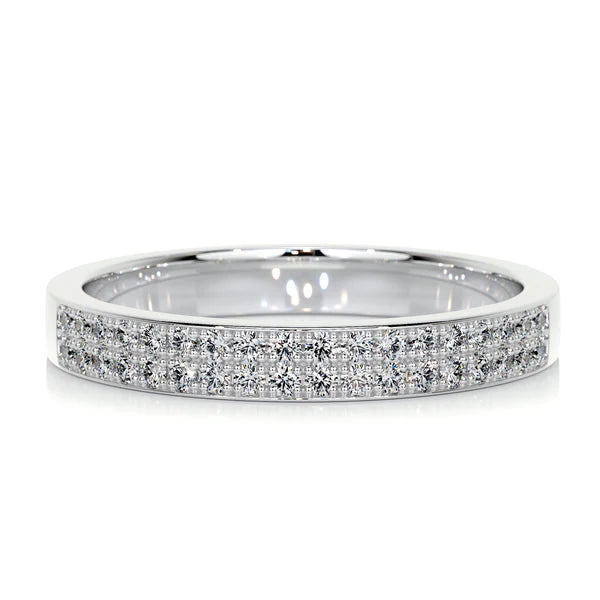 0.2 CTW Round Cut Moissanite Silver Channel Set Wedding Band