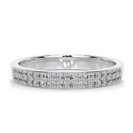 0.2 CTW Round Cut Moissanite Silver Channel Set Wedding Band