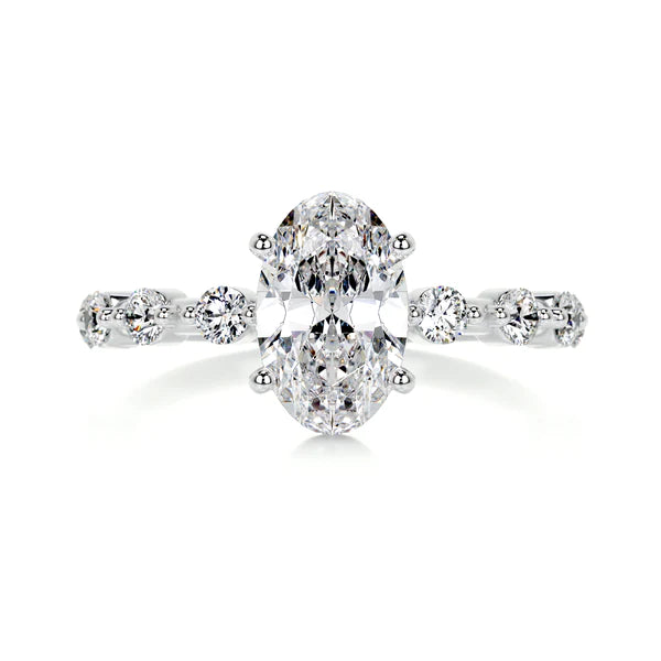 1.2 Ct Oval Cut Moissanite Silver Engagement Ring