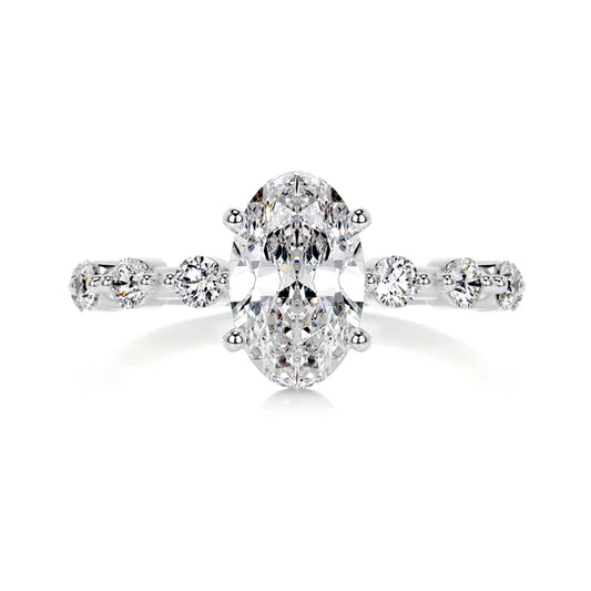 1.2 Ct Oval Cut Moissanite Silver Engagement Ring