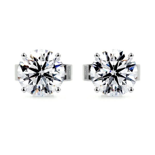 Round Cut Moissanite Silver Stud Earring