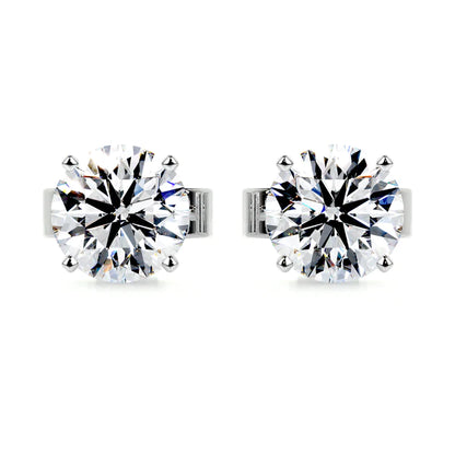 Round Cut Moissanite Silver Stud Earring