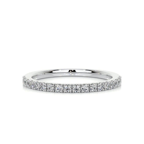 0.3 CTW Round Cut Moissanite Silver Half Eternity Set Wedding Band
