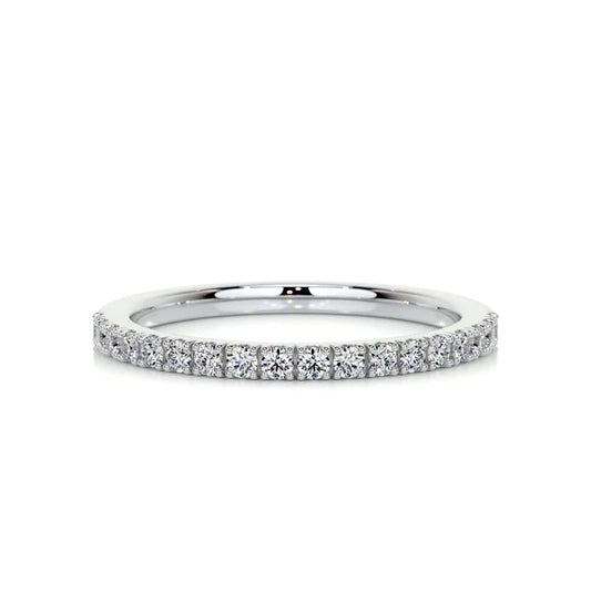 0.3 CTW Round Cut Moissanite Silver Half Eternity Set Wedding Band