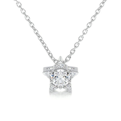 0.5 CT Round Cut Moissanite Silver Pendant in Halo Setting