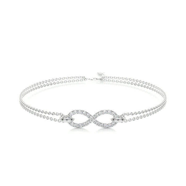 0.3 CTW Round Cut Moissanite Silver Infinity Shape Bracelet