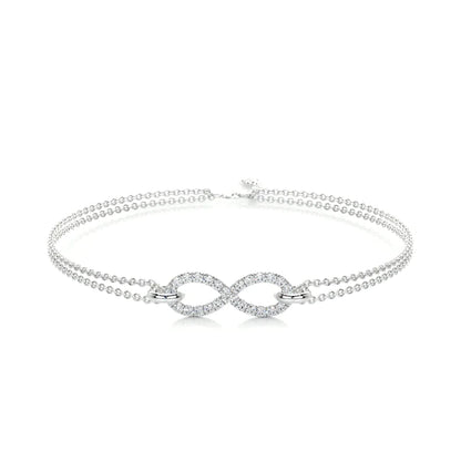 0.3 CTW Round Cut Moissanite Silver Infinity Shape Bracelet