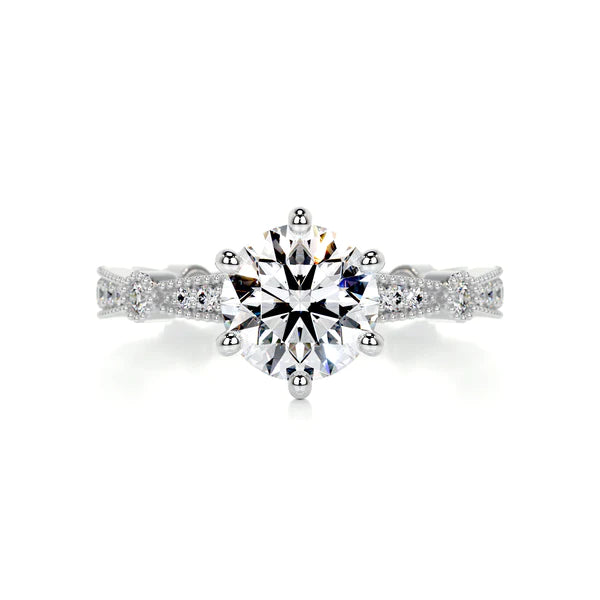 1.68 Ct Round Cut Moissanite Silver Six Prong Set Engagement Ring