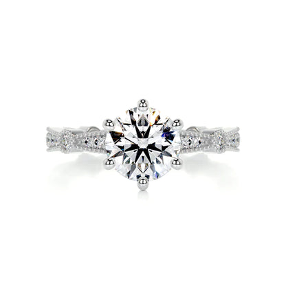 1.68 Ct Round Cut Moissanite Silver Six Prong Set Engagement Ring