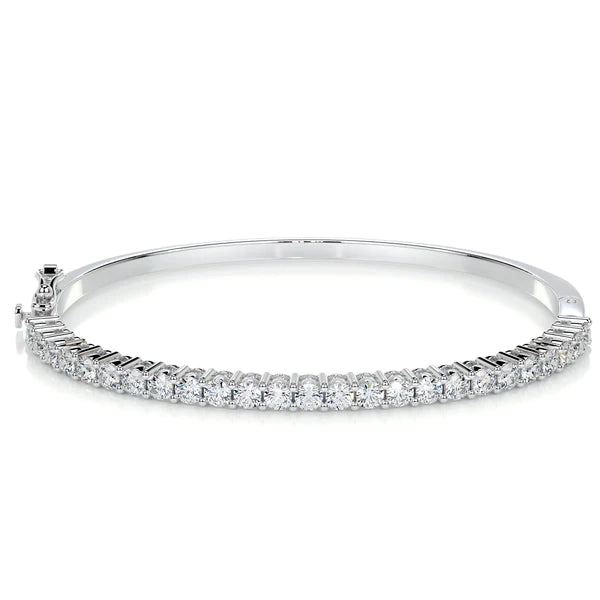 2.5 CTW Round Cut Moissanite Silver Pave Set Bangle