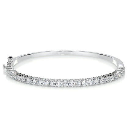 2.5 CTW Round Cut Moissanite Silver Pave Set Bangle