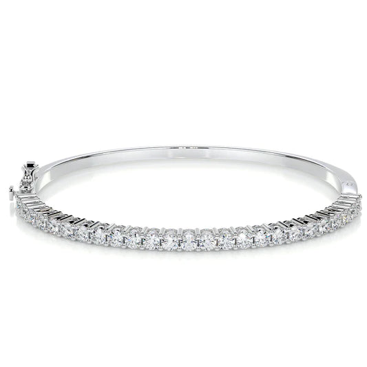 2.5 CTW Round Cut Moissanite Silver Pave Set Bangle