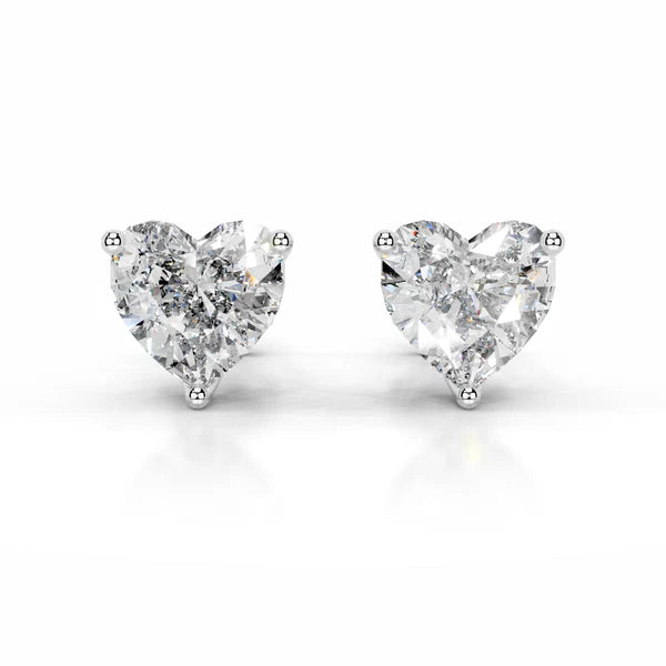 Heart Cut Moissanite Silver Stud Earring