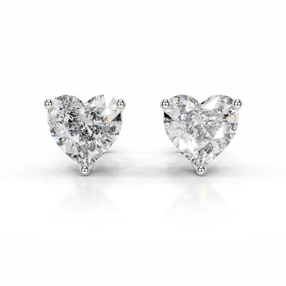 Heart Cut Moissanite Silver Stud Earring