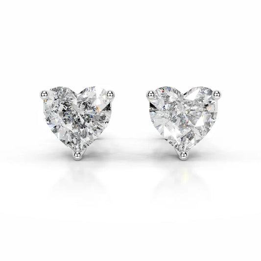 Heart Cut Moissanite Silver Stud Earring