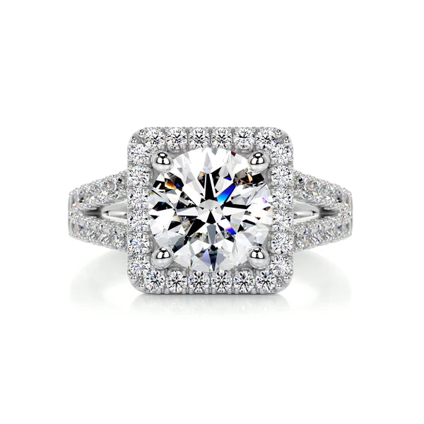 Round Cut Moissanite Silver Eternity Set Engagement Ring
