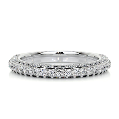 0.8 CTW Round Cut Moissanite Silver Pave Set Wedding Band