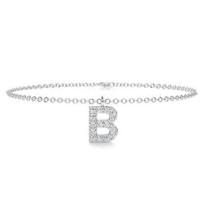 0.25 CTW Round Cut Moissanite Silver 'B' Letter Bracelet