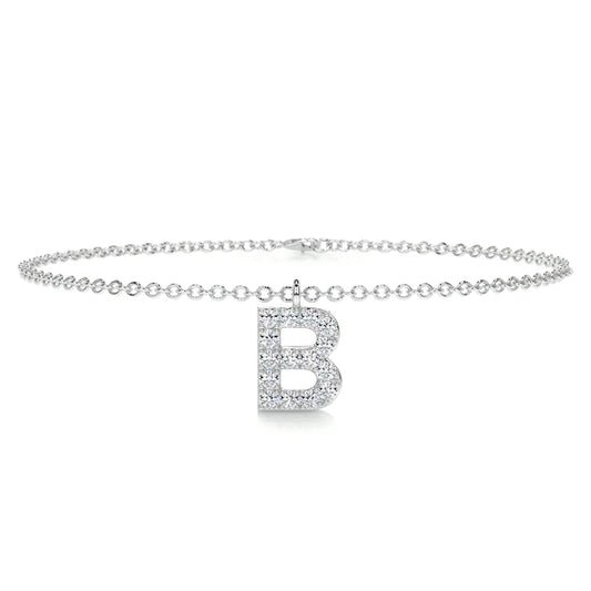 0.25 CTW Round Cut Moissanite Silver 'B' Letter Bracelet