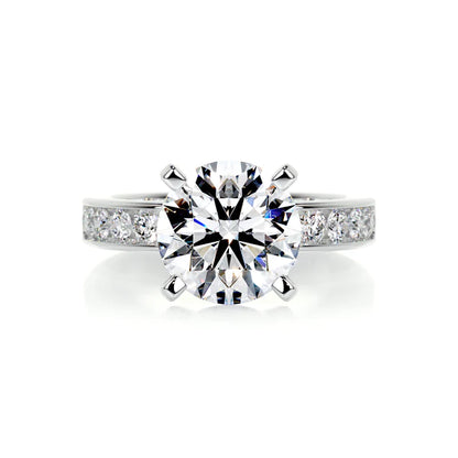 Round Cut Moissanite Channel Set Silver Engagement Ring