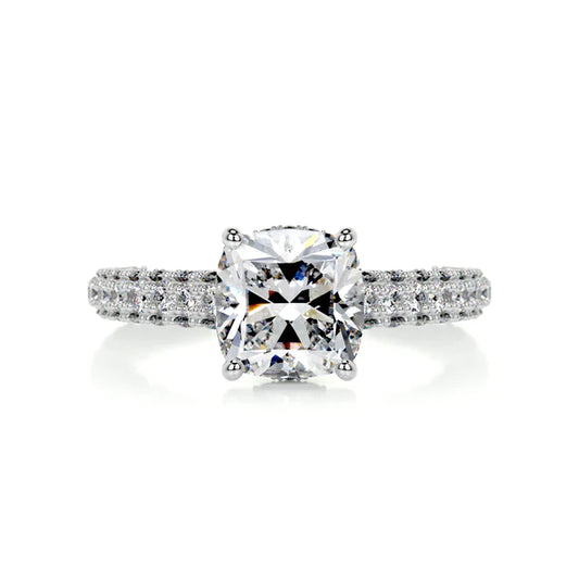 2.0 Ct Round Cut Moissanite Silver Pave Set Engagement Ring