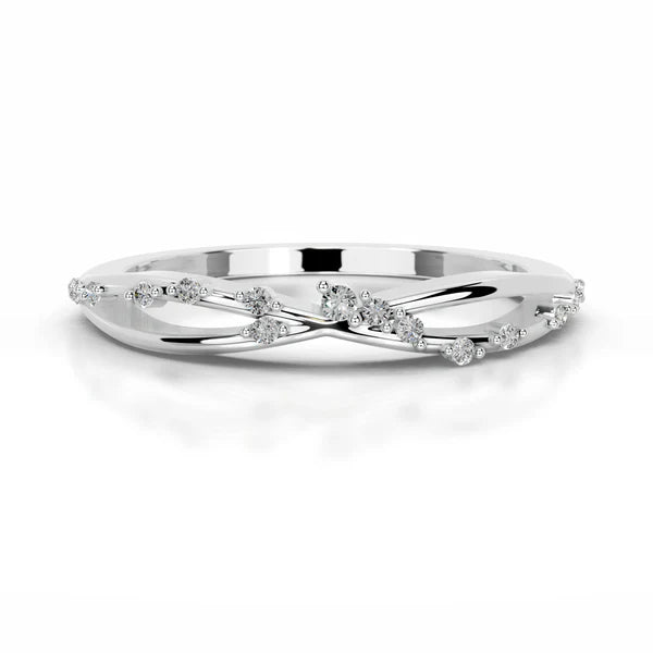0.1 CTW Round Cut Moissanite Silver Crossover Set Wedding Band