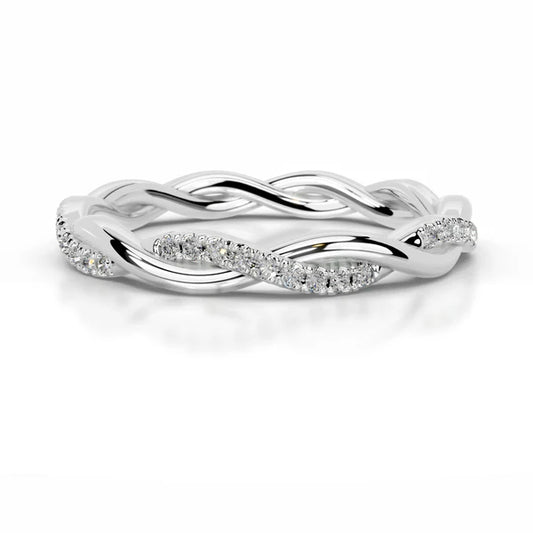 0.14 CTW Round Cut Moissanite Silver Crossover Set Wedding Band