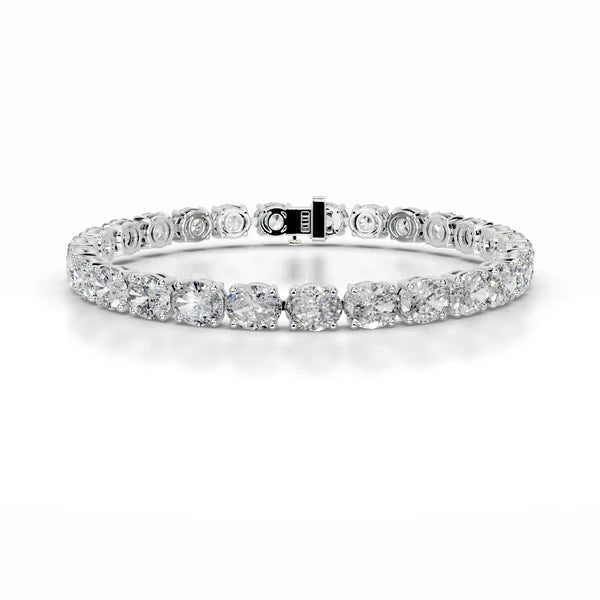 13.0 CTW Oval Cut Moissanite Silver Tennis Set Bracelet