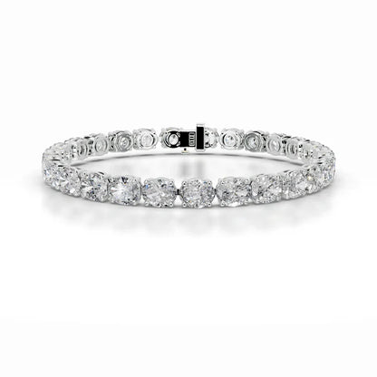 13.0 CTW Oval Cut Moissanite Silver Tennis Set Bracelet