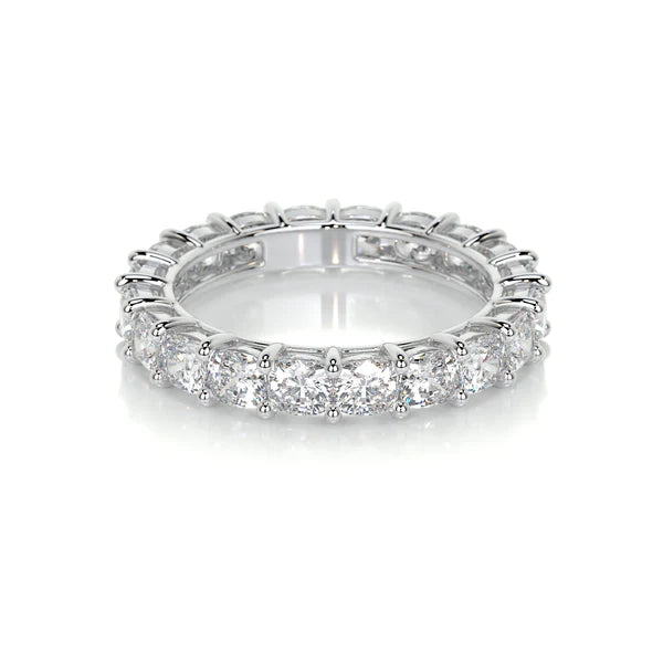 3.0 CTW Cushion Cut Moissanite Silver Full Eternity Set Wedding Band