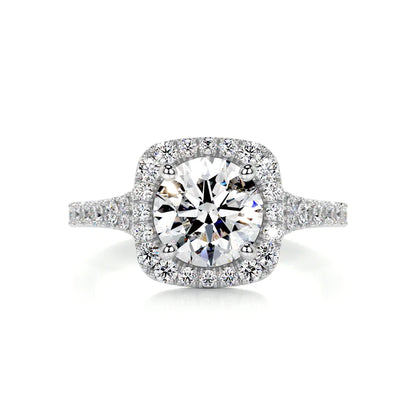 Round Cut Moissanite Pave Silver Set Engagement Ring