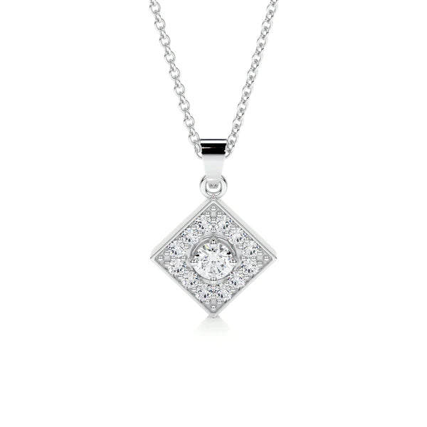 0.4 CT Round Cut Moissanite Silver Pendant in Halo Setting