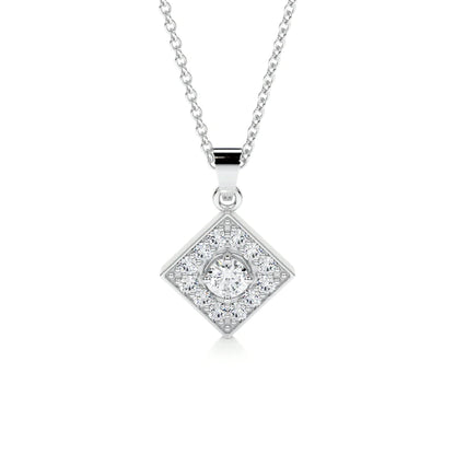 0.4 CT Round Cut Moissanite Silver Pendant in Halo Setting