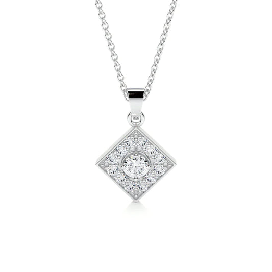 0.4 CT Round Cut Moissanite Silver Pendant in Halo Setting