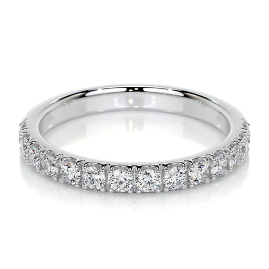 0.31 CTW Round Cut Moissanite Silver Half Eternity Wedding Band