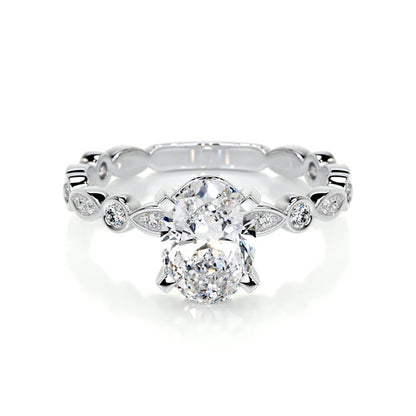 Oval Cut Moissanite Mil Gain Shank Silver Engagement Ring