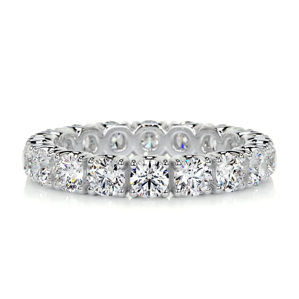 2.4 CTW Round Cut Moissanite Silver Full Eternity Set Wedding Band