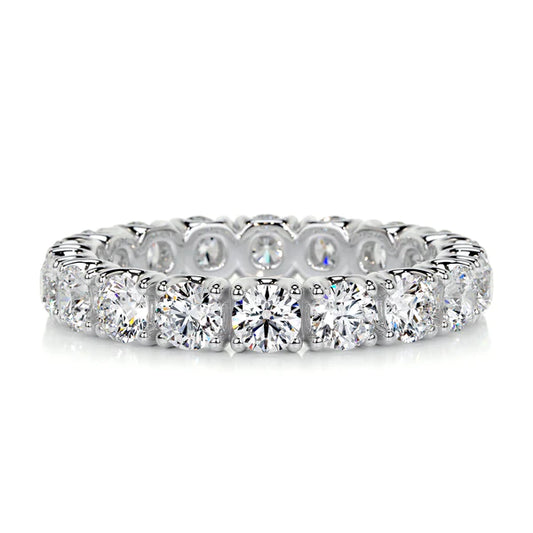 2.4 CTW Round Cut Moissanite Silver Full Eternity Set Wedding Band