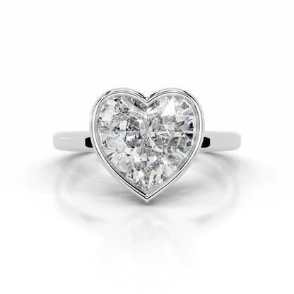 Heart Cut Moissanite Silver Bezel Set Engagement Ring