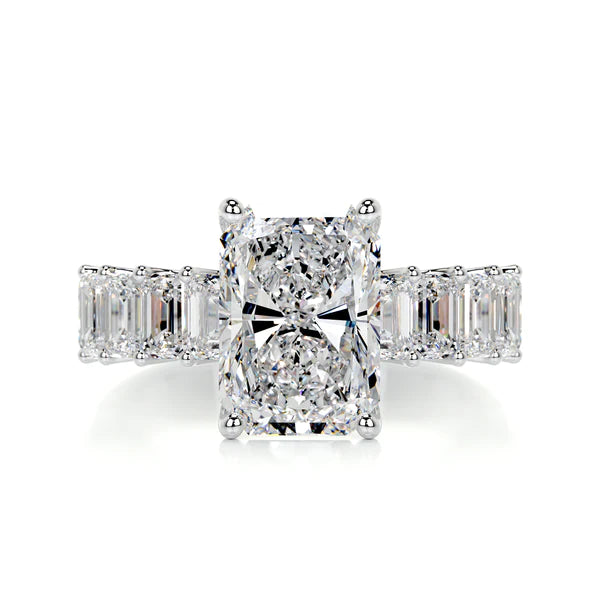 Radiant Cut Moissanite Silver Engagement Ring